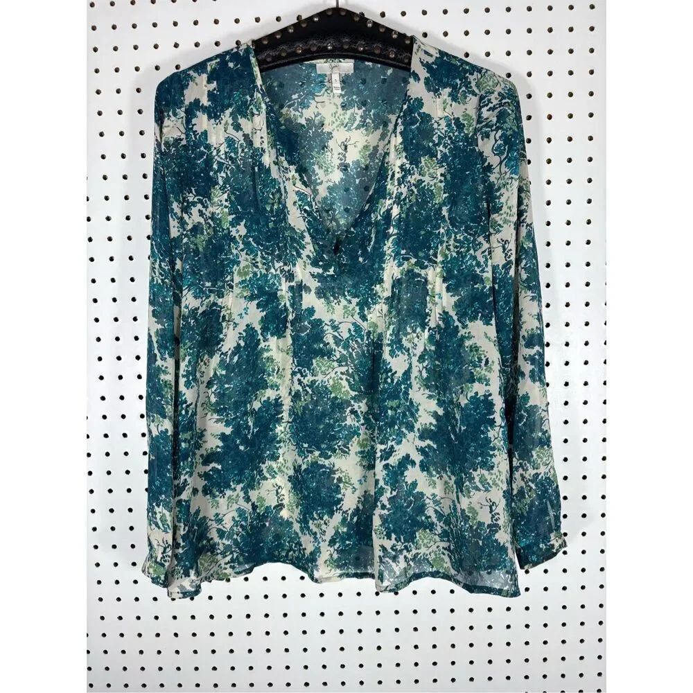 Joie sheer peasant popover silk blouse size S